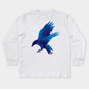 Raven Flying Digital Painting Kids Long Sleeve T-Shirt